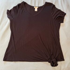 Black Short Sleeve V-Neck Tee